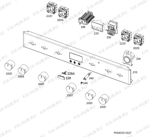 Взрыв-схема плиты (духовки) Electrolux FEH60G3102 - Схема узла Command panel 037